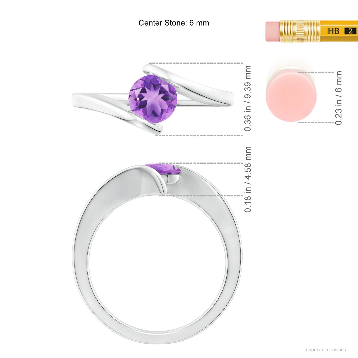 A - Amethyst / 0.8 CT / 14 KT White Gold