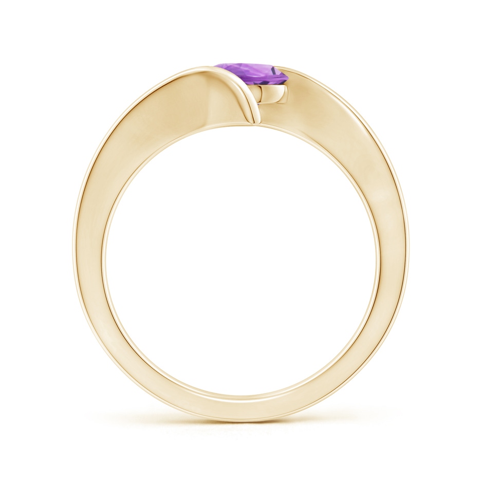6mm A Bar-Set Solitaire Round Amethyst Bypass Ring in Yellow Gold side-1