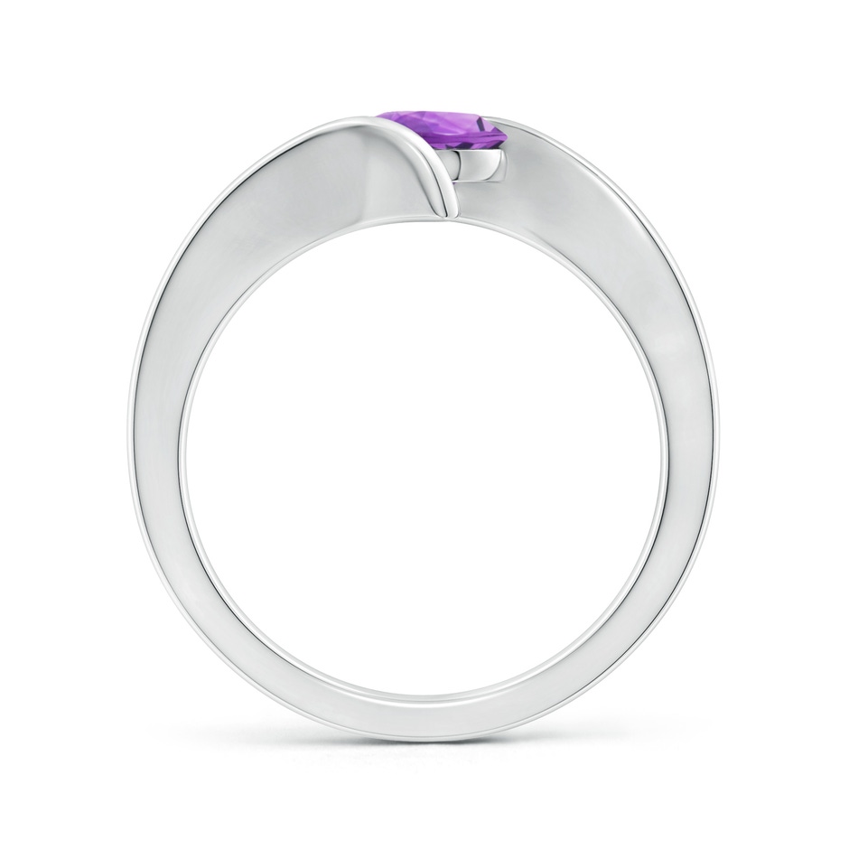 6mm AA Bar-Set Solitaire Round Amethyst Bypass Ring in White Gold side-1