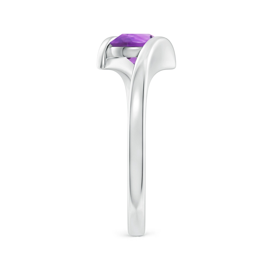 6mm AA Bar-Set Solitaire Round Amethyst Bypass Ring in White Gold side-2