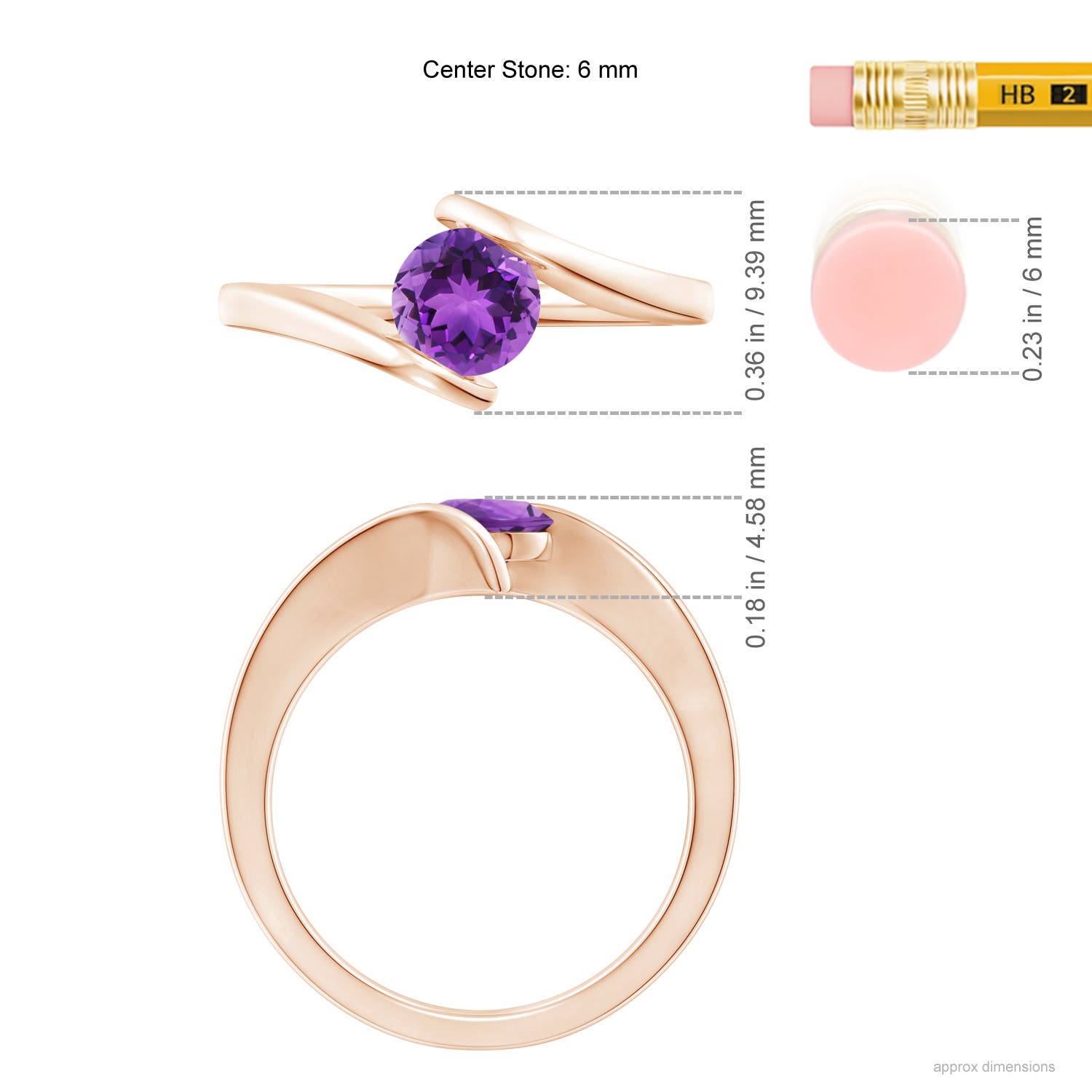 AAA - Amethyst / 0.8 CT / 14 KT Rose Gold