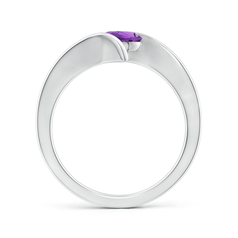 6mm AAA Bar-Set Solitaire Round Amethyst Bypass Ring in White Gold side-1