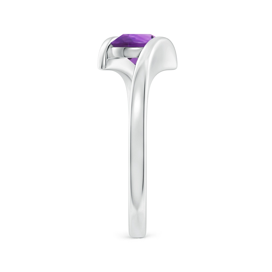6mm AAA Bar-Set Solitaire Round Amethyst Bypass Ring in White Gold side-2