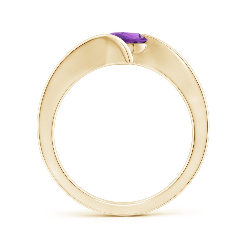 6mm AAA Bar-Set Solitaire Round Amethyst Bypass Ring in Yellow Gold side-1