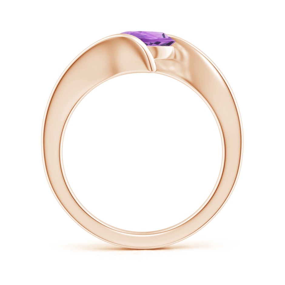 7mm A Bar-Set Solitaire Round Amethyst Bypass Ring in Rose Gold side-1