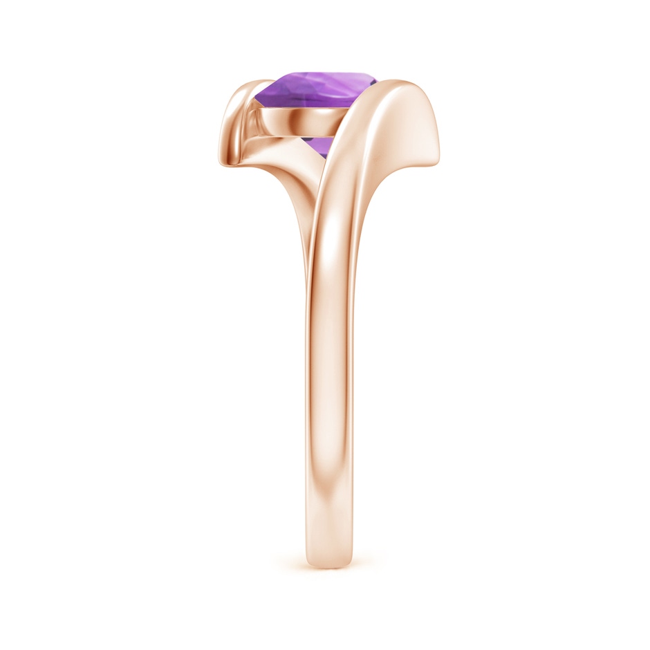 7mm A Bar-Set Solitaire Round Amethyst Bypass Ring in Rose Gold side-2