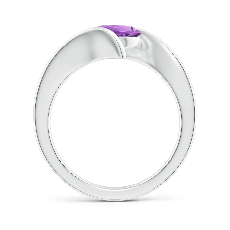 7mm A Bar-Set Solitaire Round Amethyst Bypass Ring in S999 Silver side-1