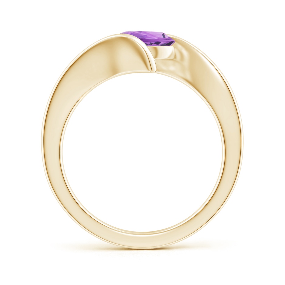 7mm A Bar-Set Solitaire Round Amethyst Bypass Ring in Yellow Gold side-1