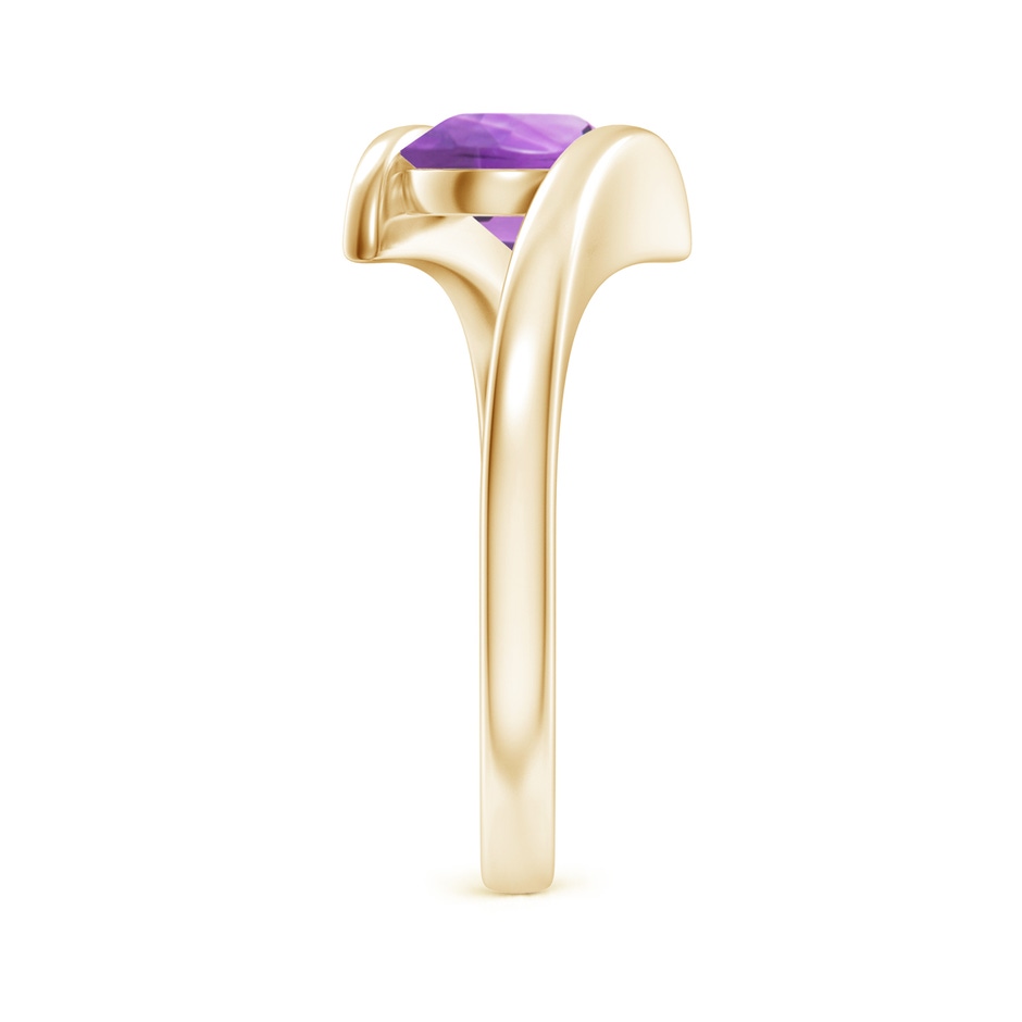 7mm A Bar-Set Solitaire Round Amethyst Bypass Ring in Yellow Gold side-2