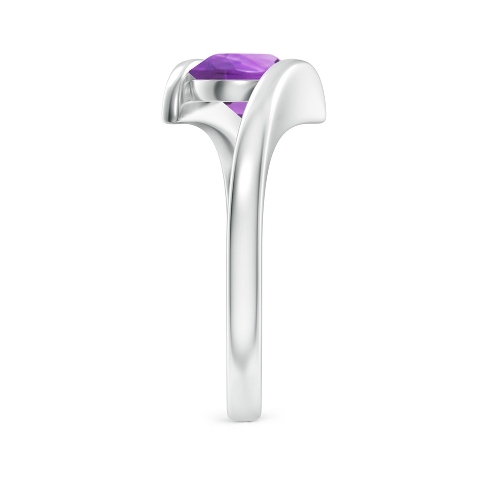 7mm AA Bar-Set Solitaire Round Amethyst Bypass Ring in White Gold side-2