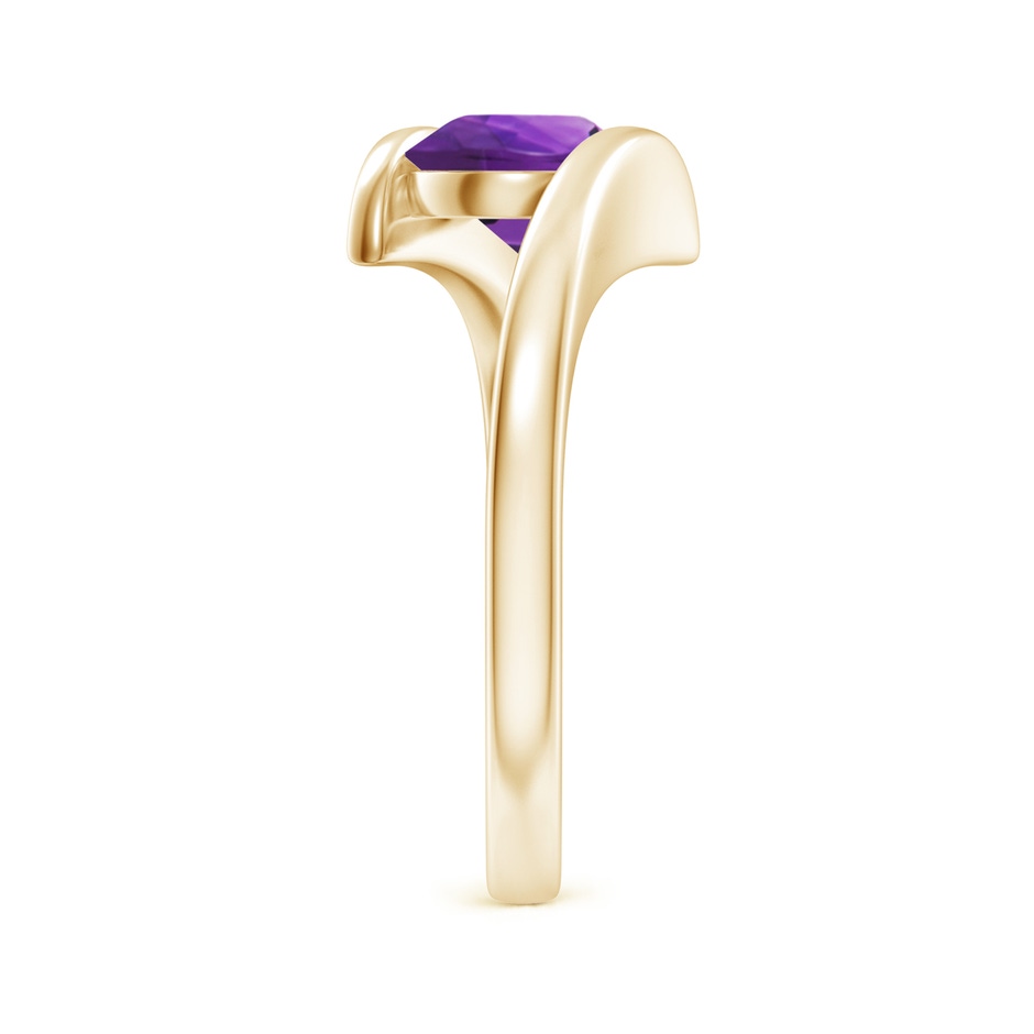 7mm AAAA Bar-Set Solitaire Round Amethyst Bypass Ring in Yellow Gold side-2
