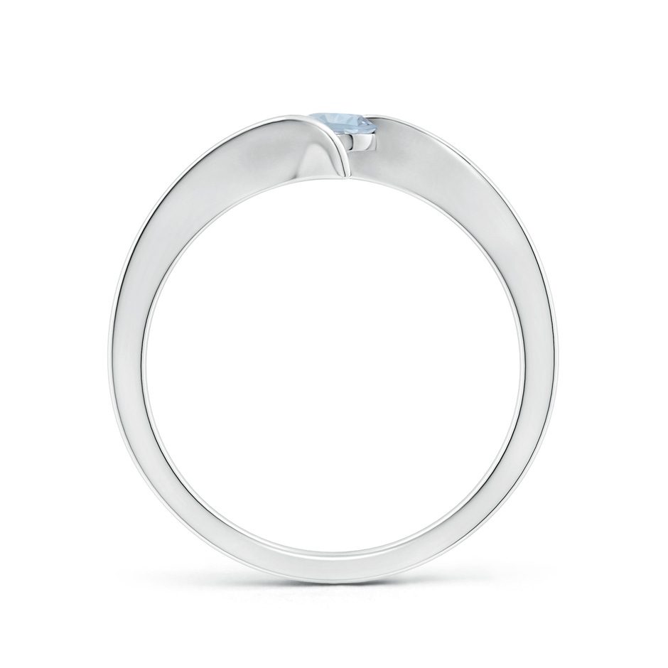 4mm A Bar-Set Solitaire Round Aquamarine Bypass Ring in P950 Platinum side 199