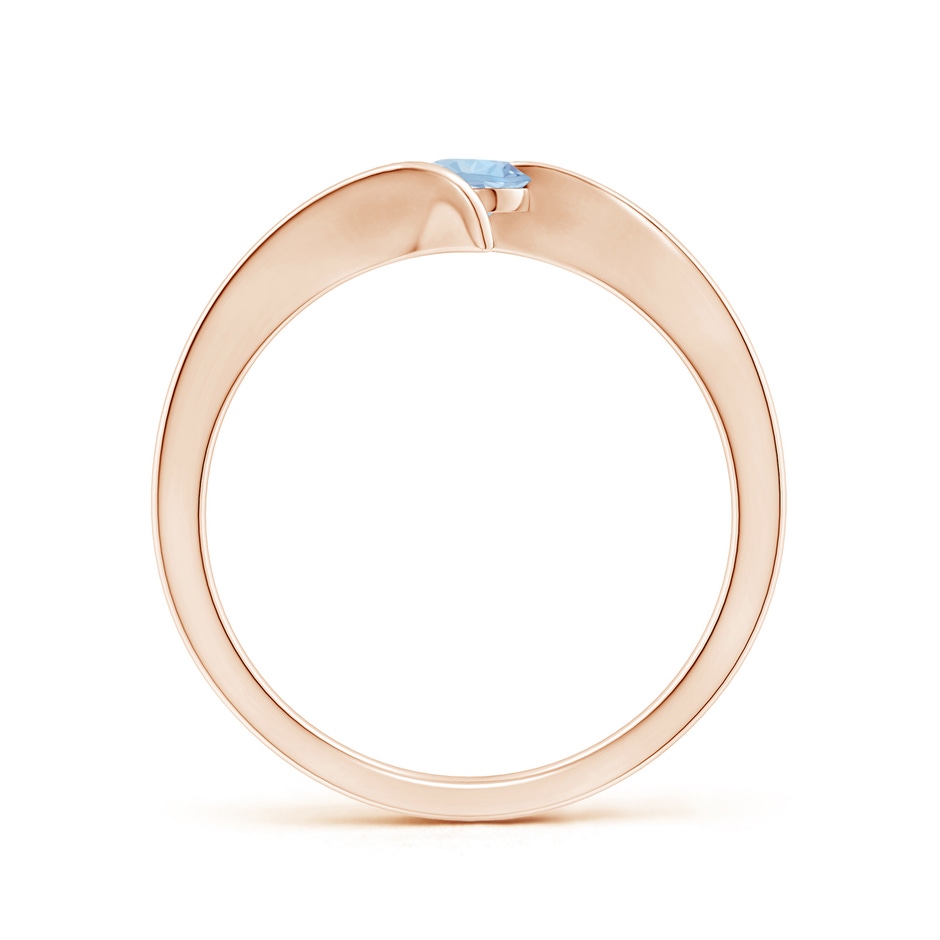4mm AA Bar-Set Solitaire Round Aquamarine Bypass Ring in Rose Gold side 199