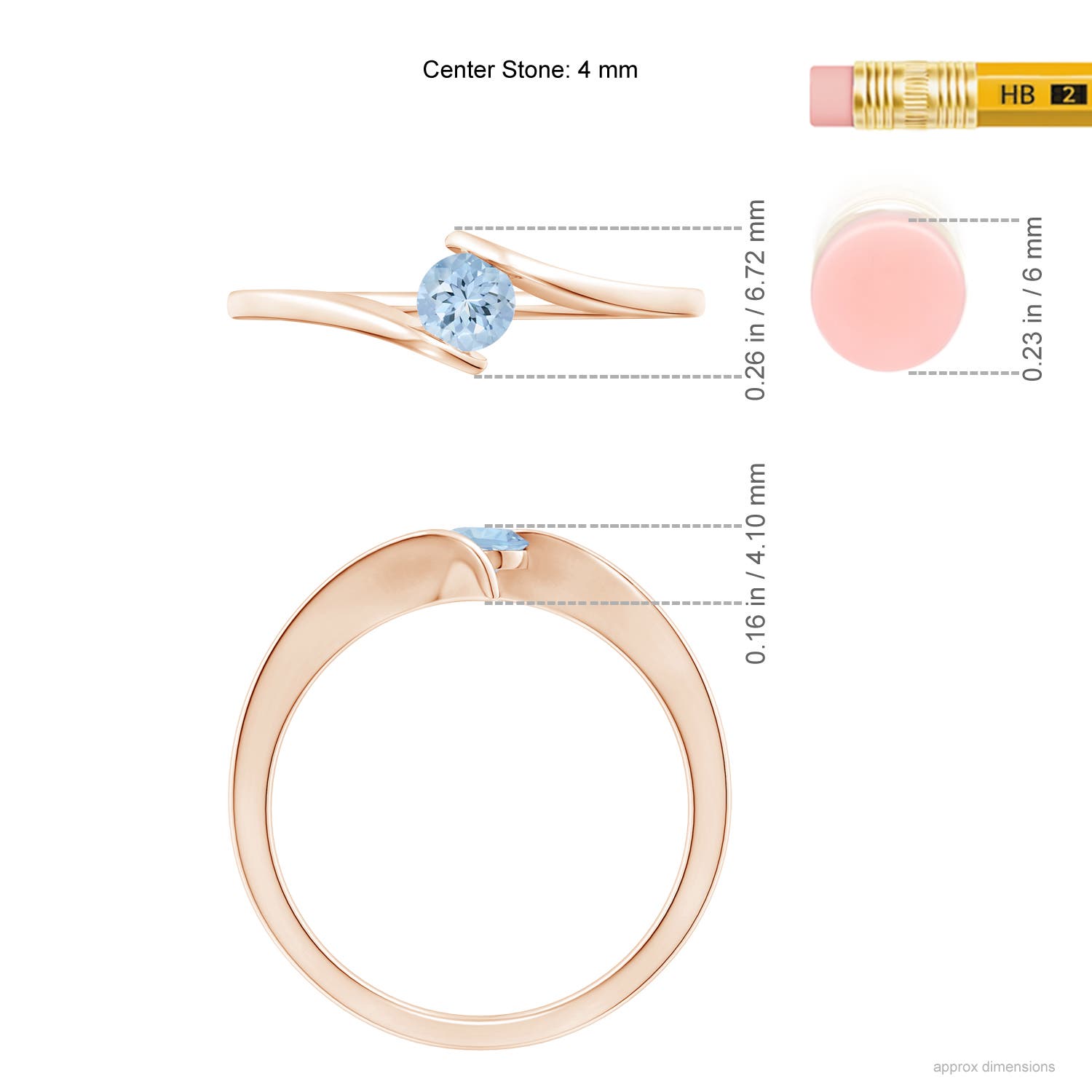 AA - Aquamarine / 0.2 CT / 14 KT Rose Gold