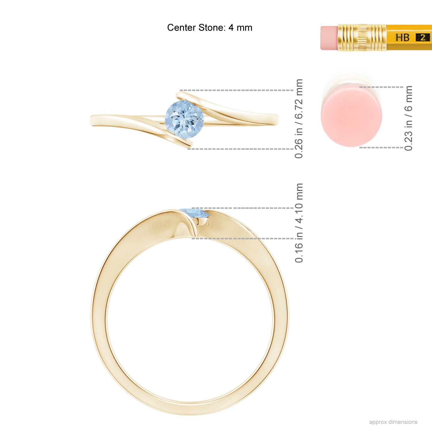 AA - Aquamarine / 0.2 CT / 14 KT Yellow Gold