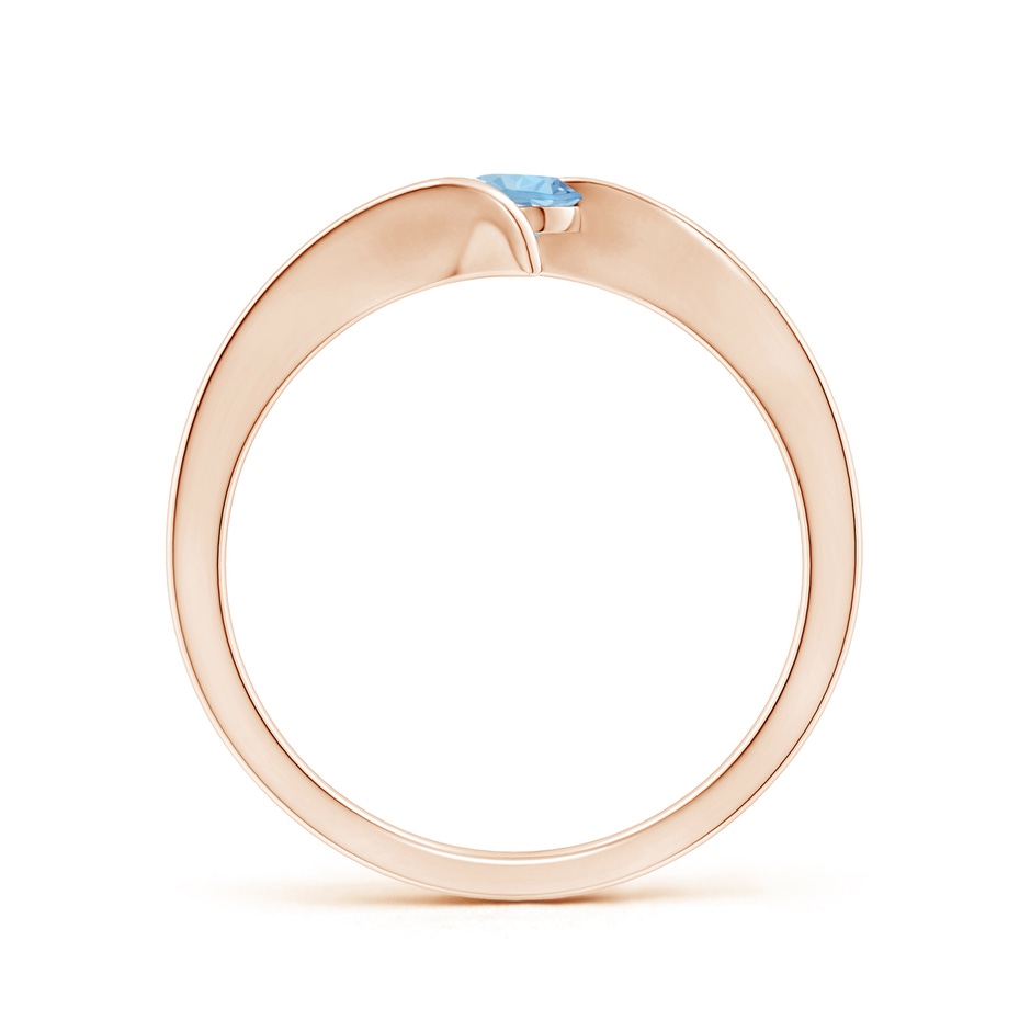 4mm AAA Bar-Set Solitaire Round Aquamarine Bypass Ring in Rose Gold side 199