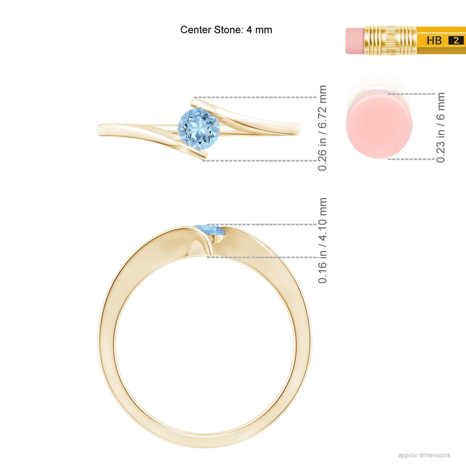 AAA - Aquamarine / 0.2 CT / 14 KT Yellow Gold