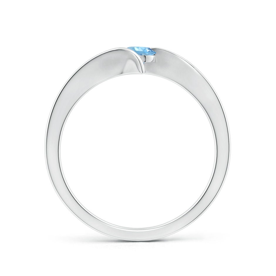 4mm AAAA Bar-Set Solitaire Round Aquamarine Bypass Ring in S999 Silver side 199