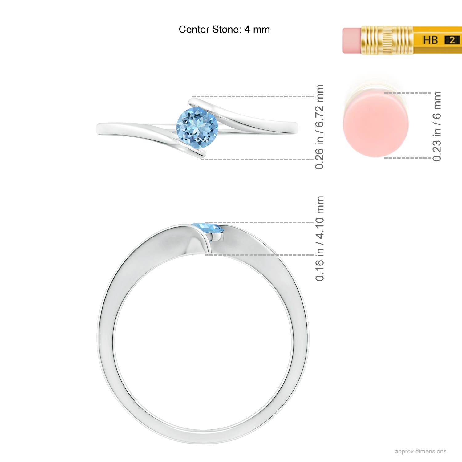 AAAA - Aquamarine / 0.2 CT / 14 KT White Gold