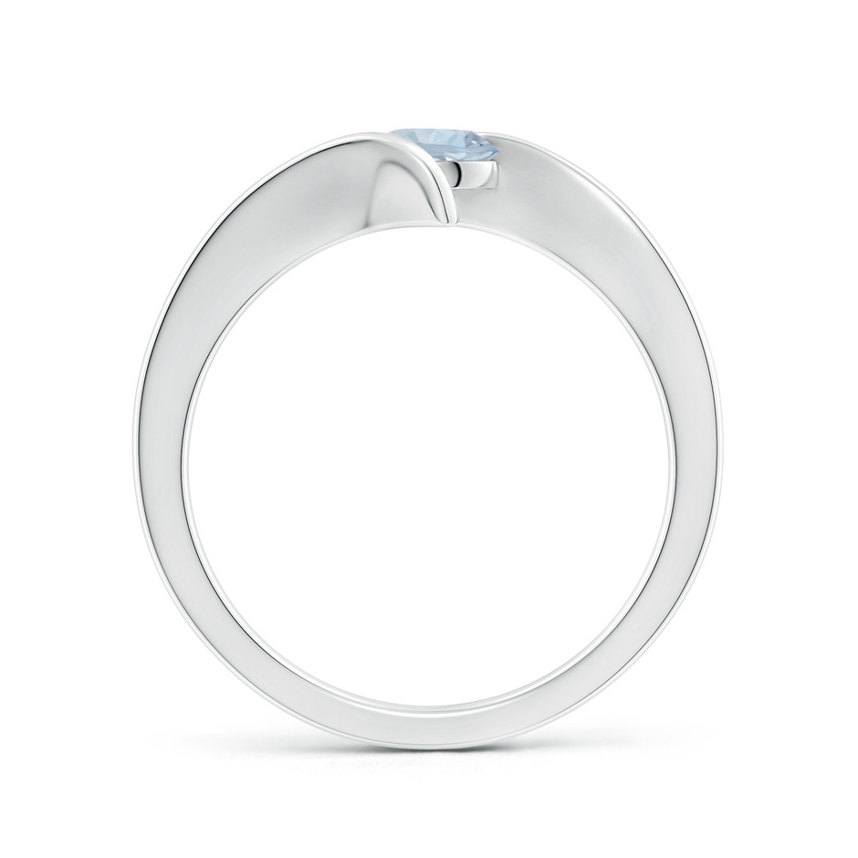 5mm A Bar-Set Solitaire Round Aquamarine Bypass Ring in P950 Platinum side 199