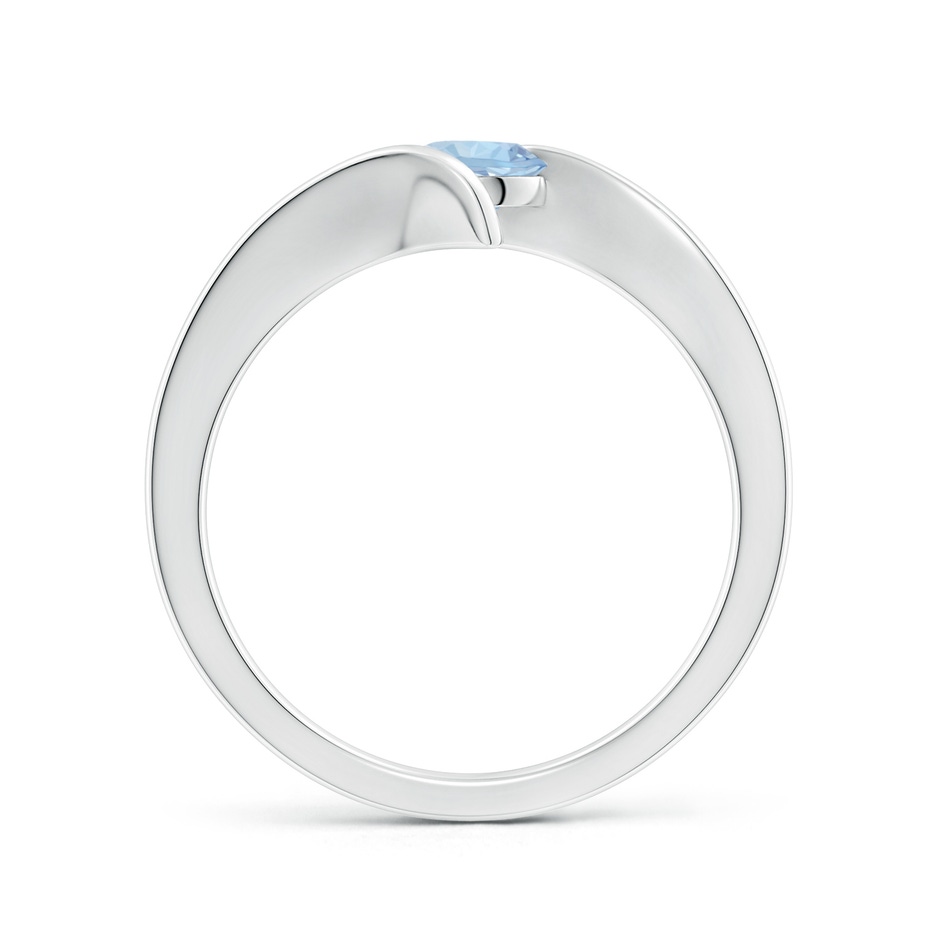 5mm AA Bar-Set Solitaire Round Aquamarine Bypass Ring in S999 Silver side 199