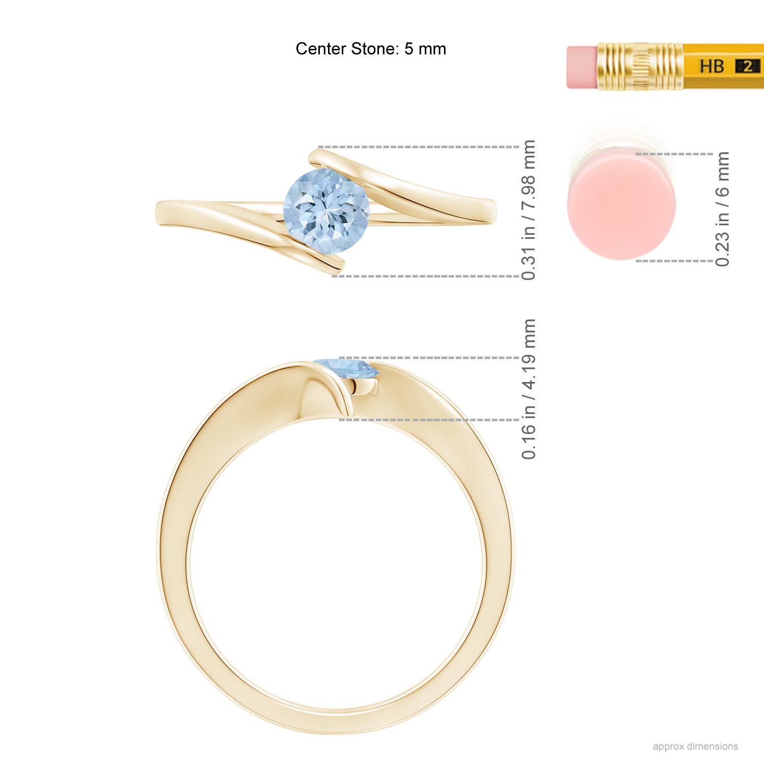 AA - Aquamarine / 0.4 CT / 14 KT Yellow Gold