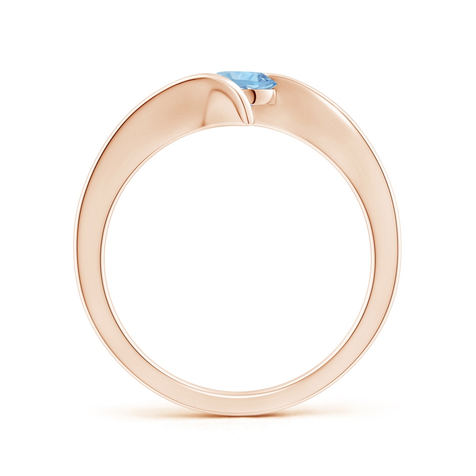 5mm AAA Bar-Set Solitaire Round Aquamarine Bypass Ring in Rose Gold side 199