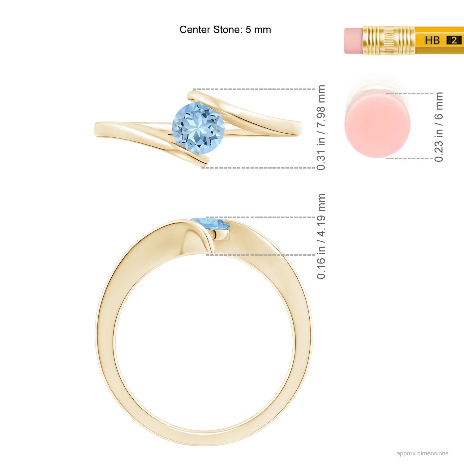 AAA - Aquamarine / 0.4 CT / 14 KT Yellow Gold