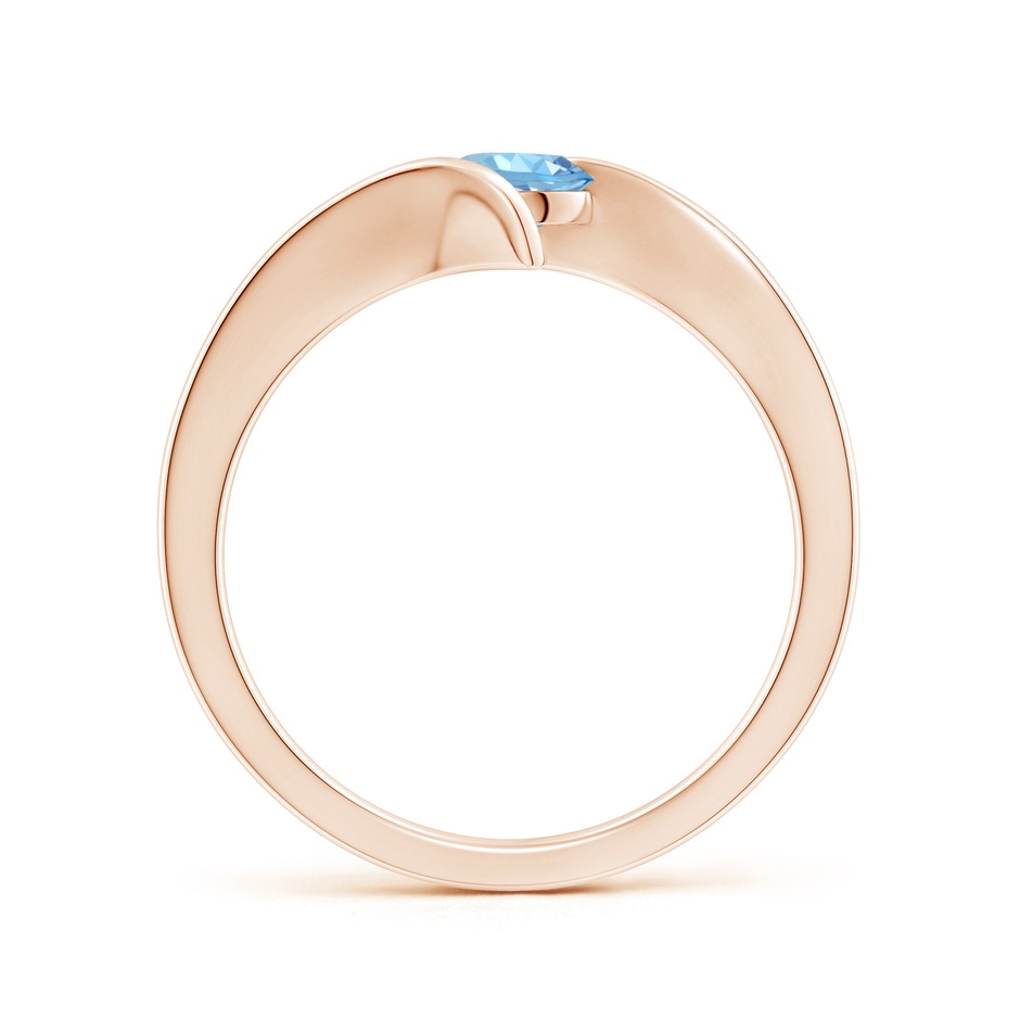 5mm AAAA Bar-Set Solitaire Round Aquamarine Bypass Ring in Rose Gold side 199