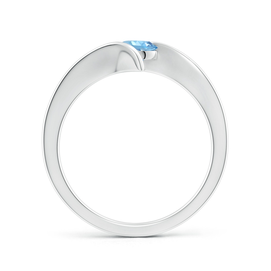 5mm AAAA Bar-Set Solitaire Round Aquamarine Bypass Ring in S999 Silver side 199