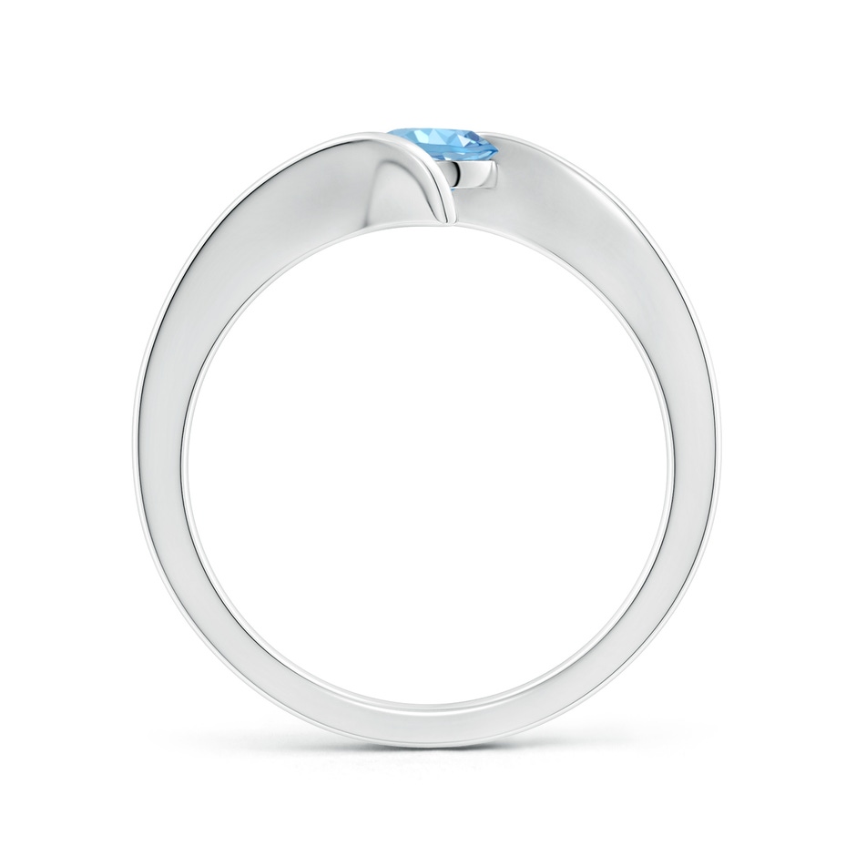 5mm AAAA Bar-Set Solitaire Round Aquamarine Bypass Ring in White Gold side-1