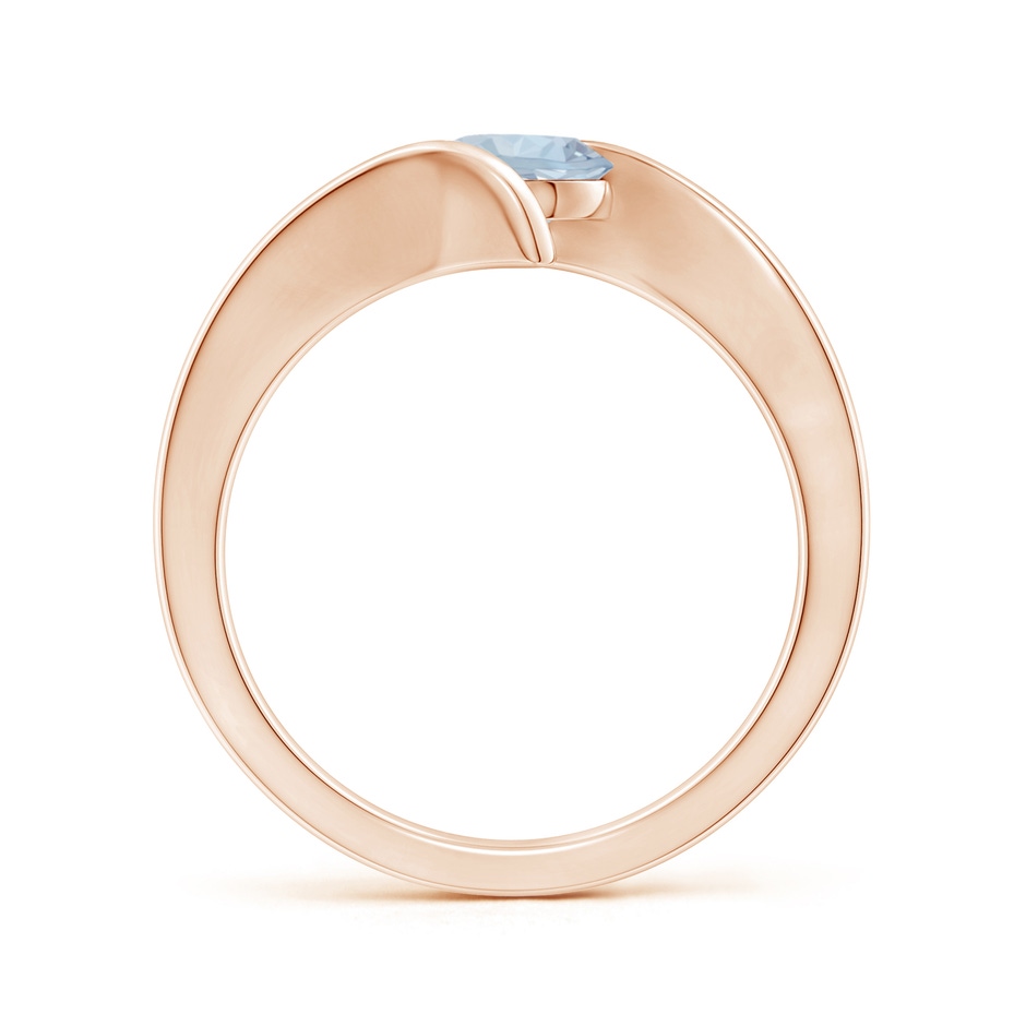 6mm A Bar-Set Solitaire Round Aquamarine Bypass Ring in Rose Gold side 199