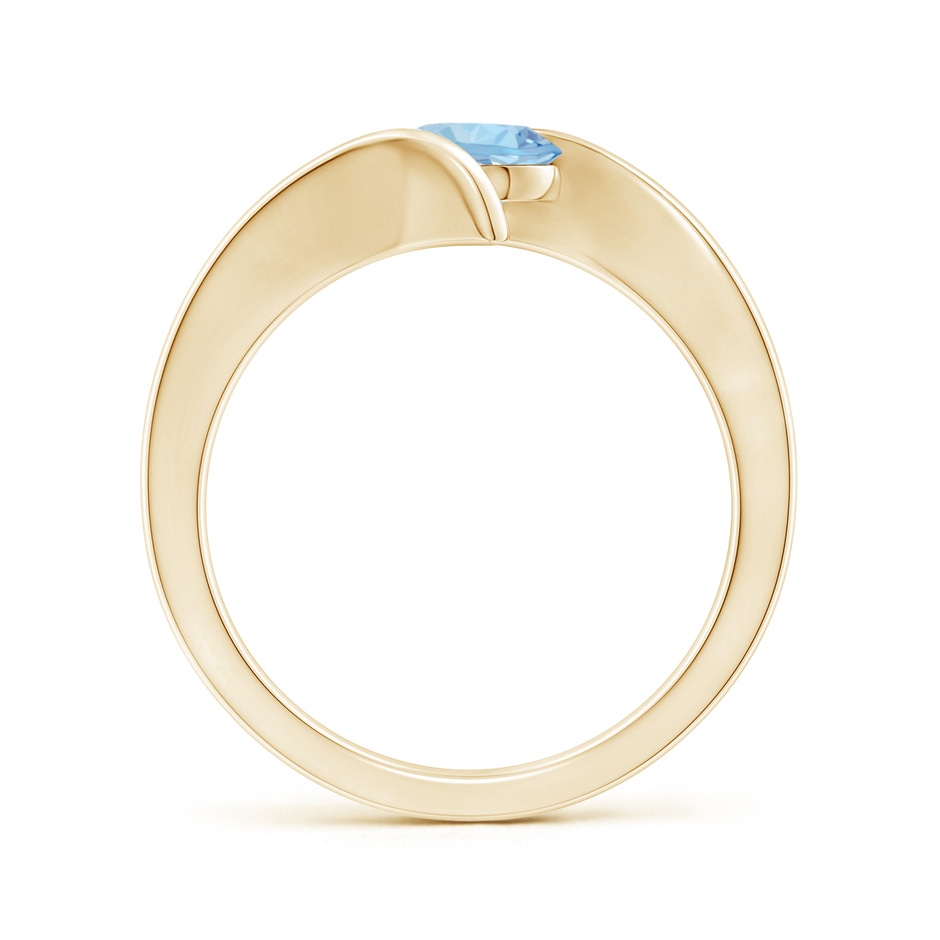 6mm AAA Bar-Set Solitaire Round Aquamarine Bypass Ring in 18K Yellow Gold side 199