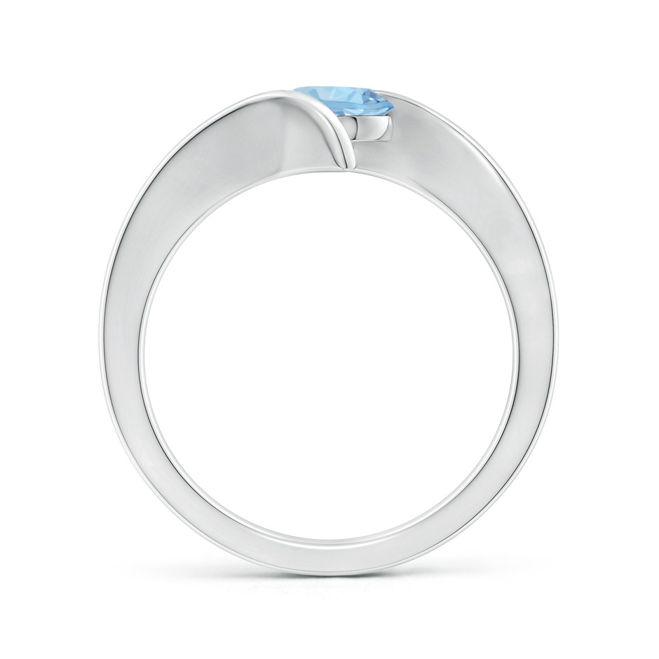 6mm AAA Bar-Set Solitaire Round Aquamarine Bypass Ring in White Gold side 199