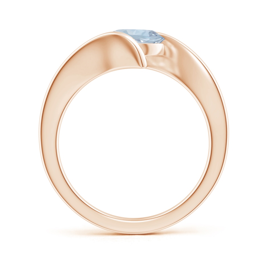 7mm A Bar-Set Solitaire Round Aquamarine Bypass Ring in 18K Rose Gold side 199