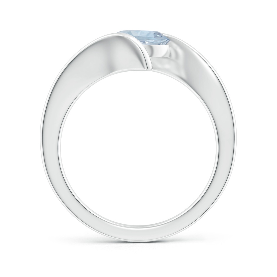7mm A Bar-Set Solitaire Round Aquamarine Bypass Ring in 18K White Gold side 199