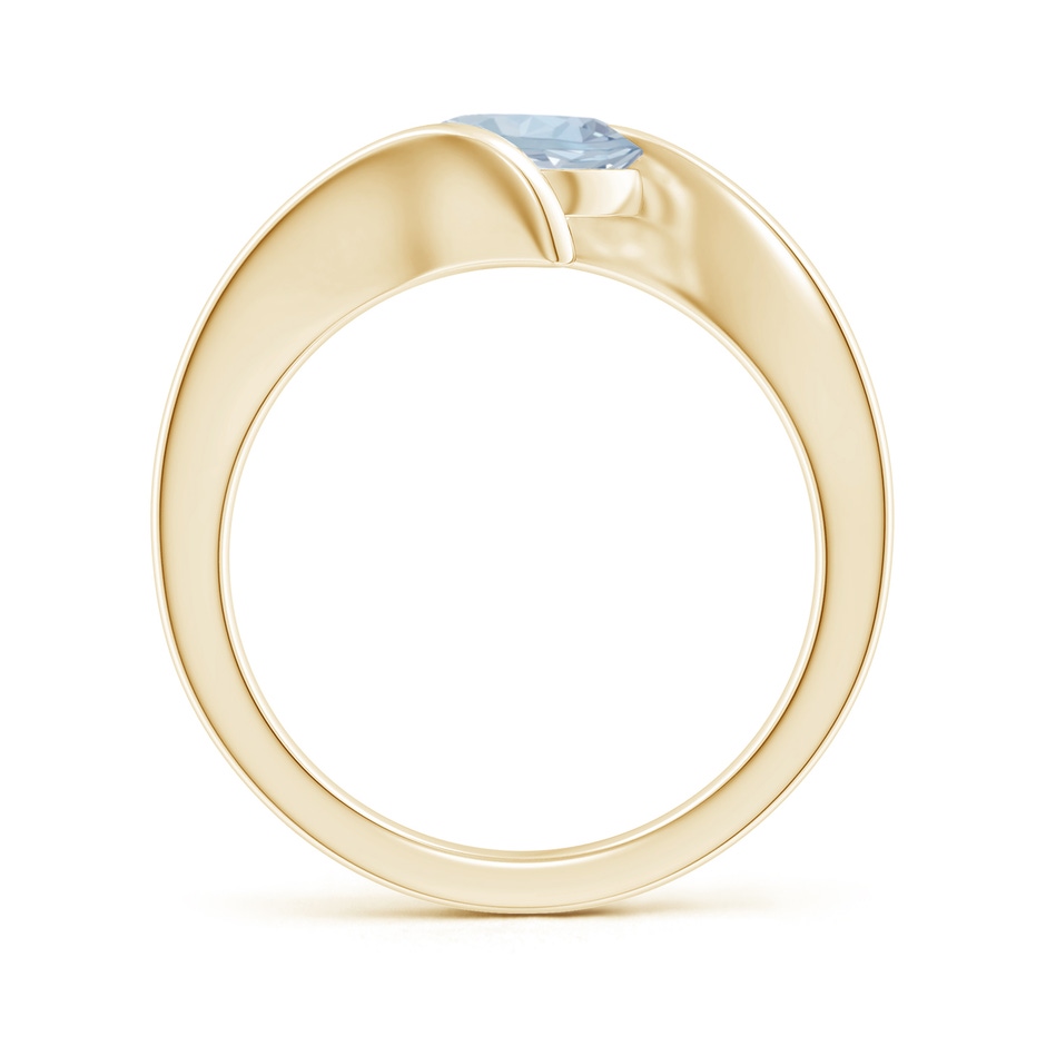 7mm A Bar-Set Solitaire Round Aquamarine Bypass Ring in 18K Yellow Gold side 199