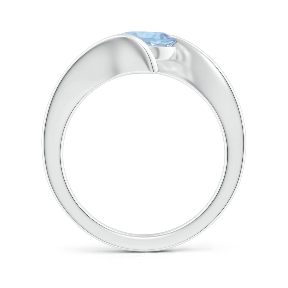 7mm AA Bar-Set Solitaire Round Aquamarine Bypass Ring in White Gold side 199