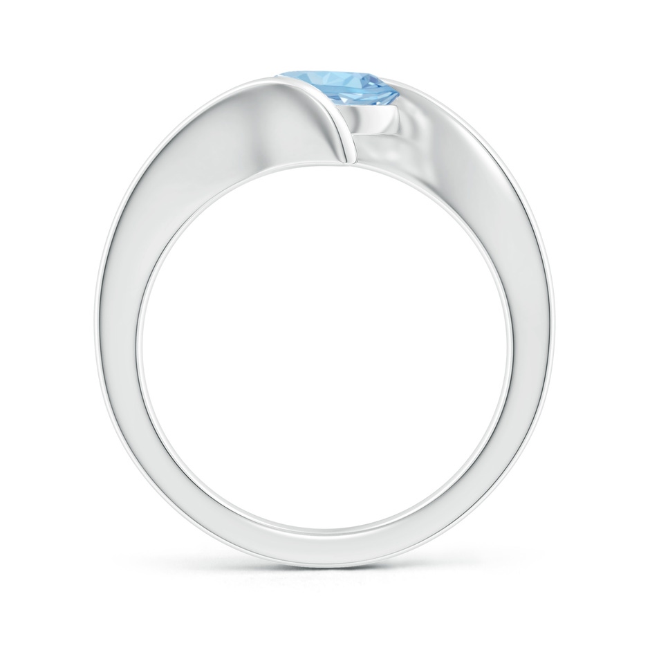 7mm AAA Bar-Set Solitaire Round Aquamarine Bypass Ring in 18K White Gold side 199