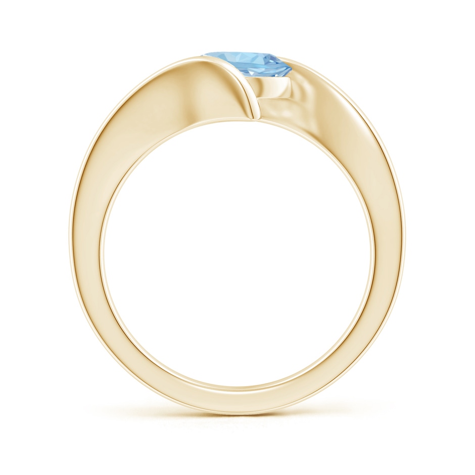 7mm AAA Bar-Set Solitaire Round Aquamarine Bypass Ring in 18K Yellow Gold side 199
