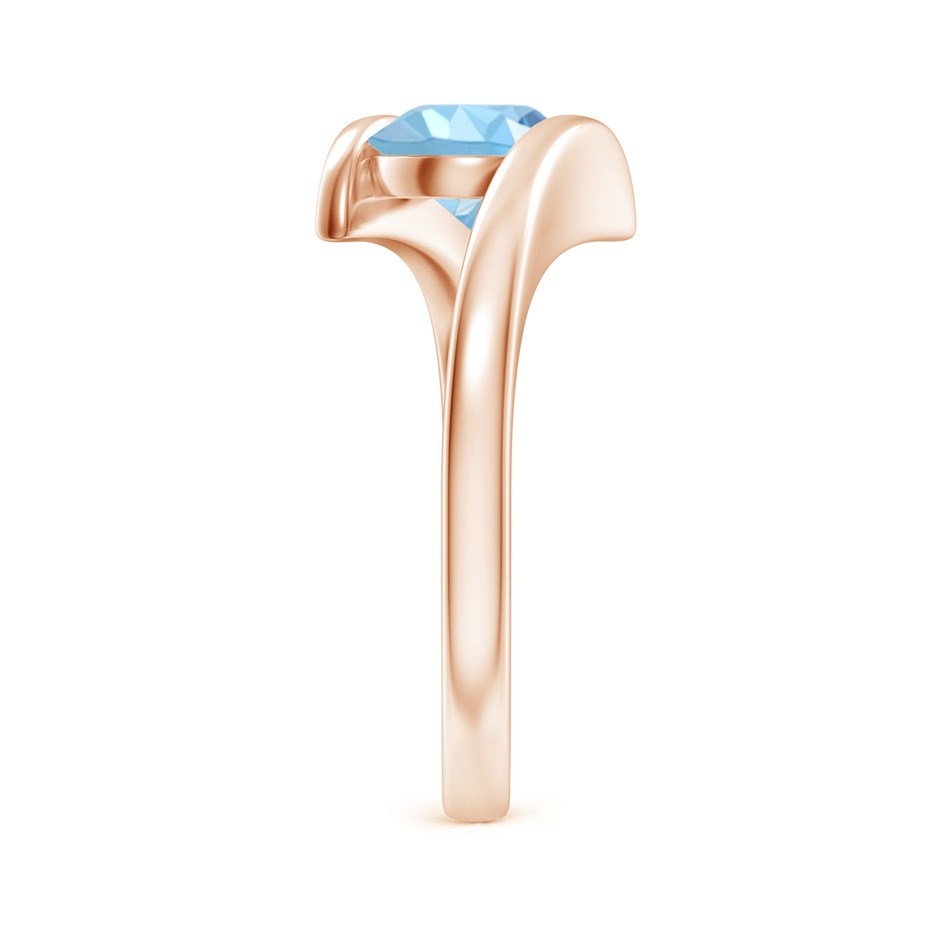 7mm AAAA Bar-Set Solitaire Round Aquamarine Bypass Ring in Rose Gold side 299