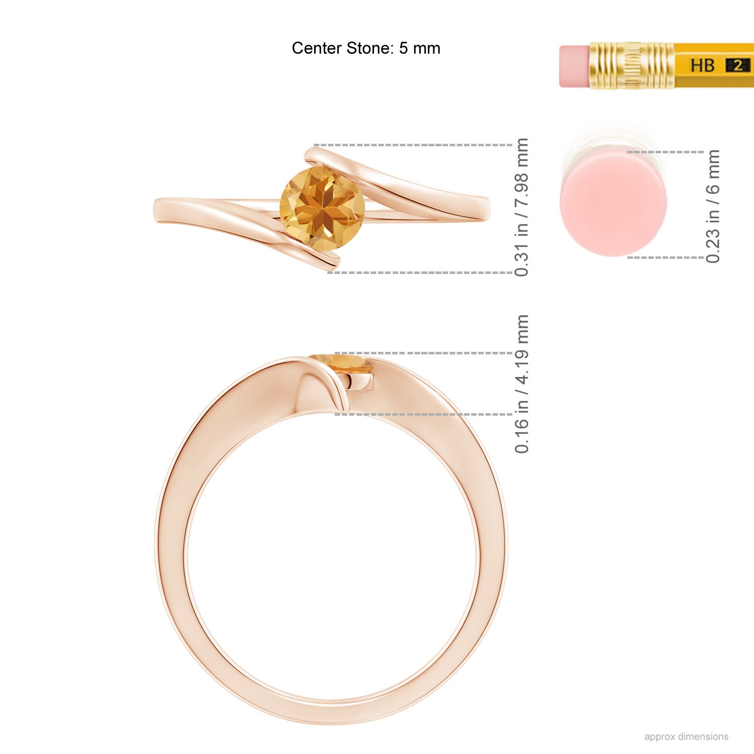 A - Citrine / 0.45 CT / 14 KT Rose Gold