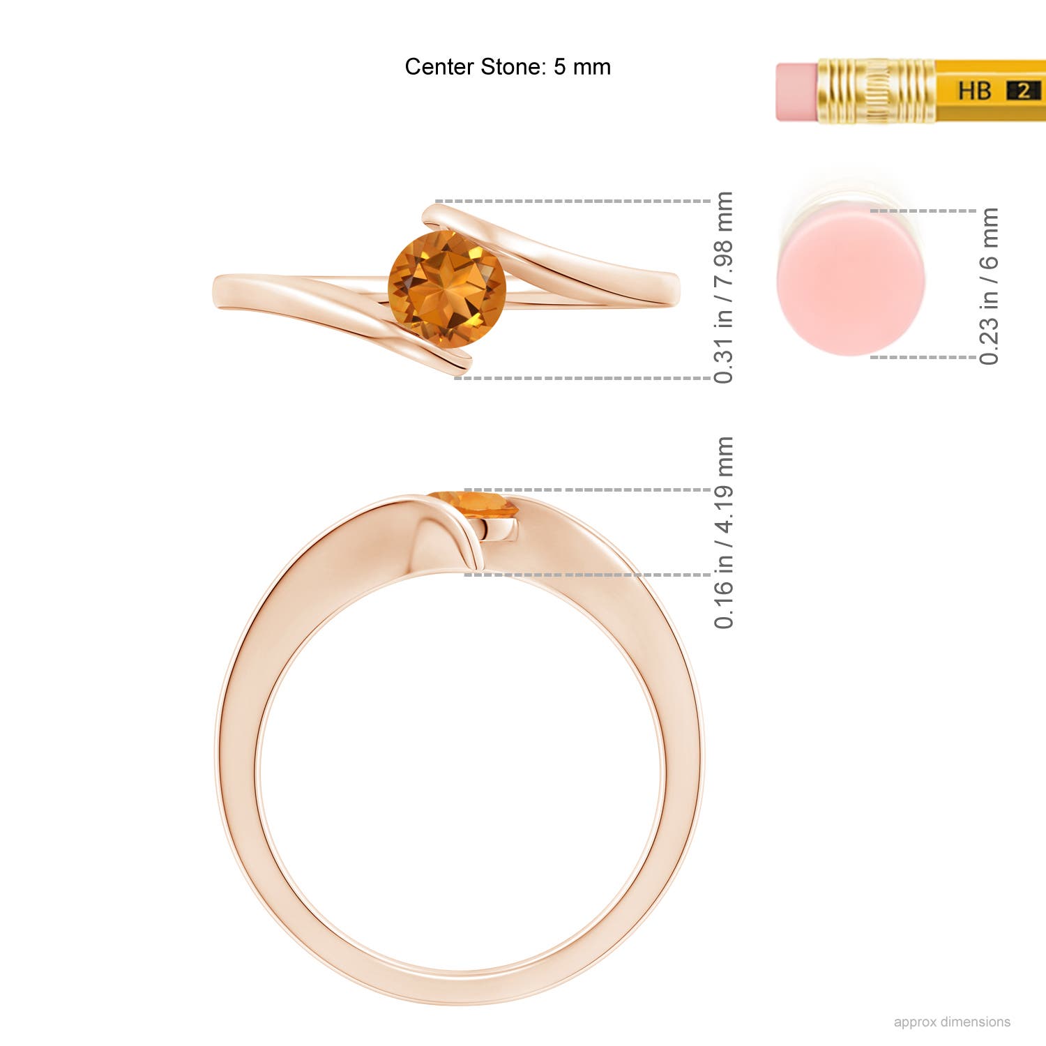 AAA - Citrine / 0.45 CT / 14 KT Rose Gold