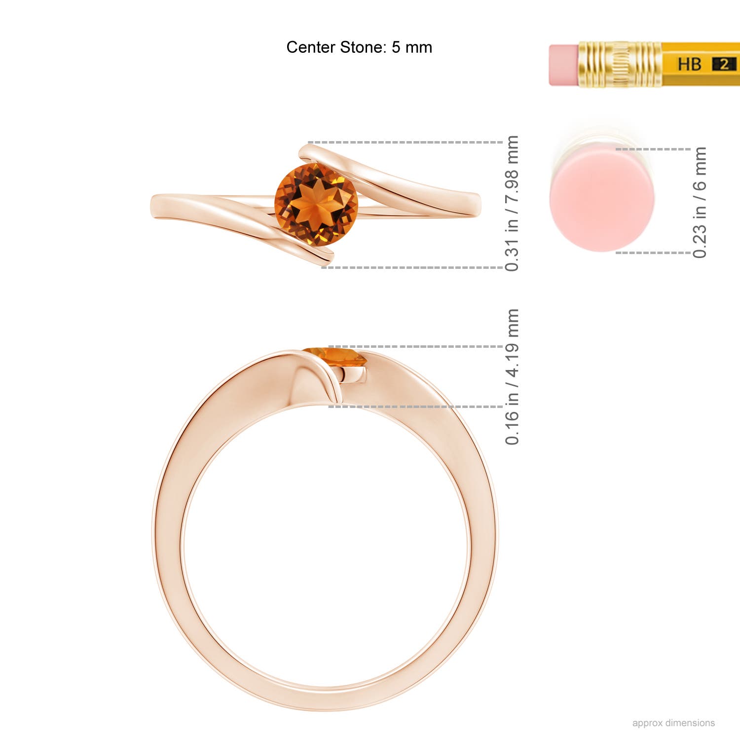 AAAA - Citrine / 0.45 CT / 14 KT Rose Gold