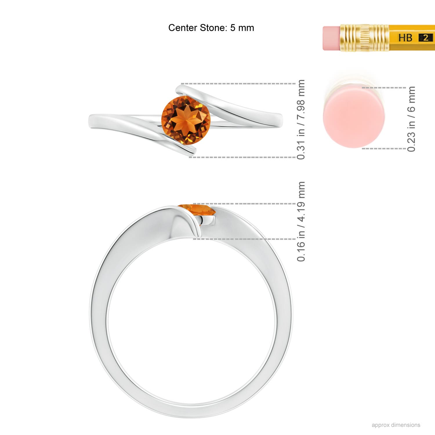 AAAA - Citrine / 0.45 CT / 14 KT White Gold