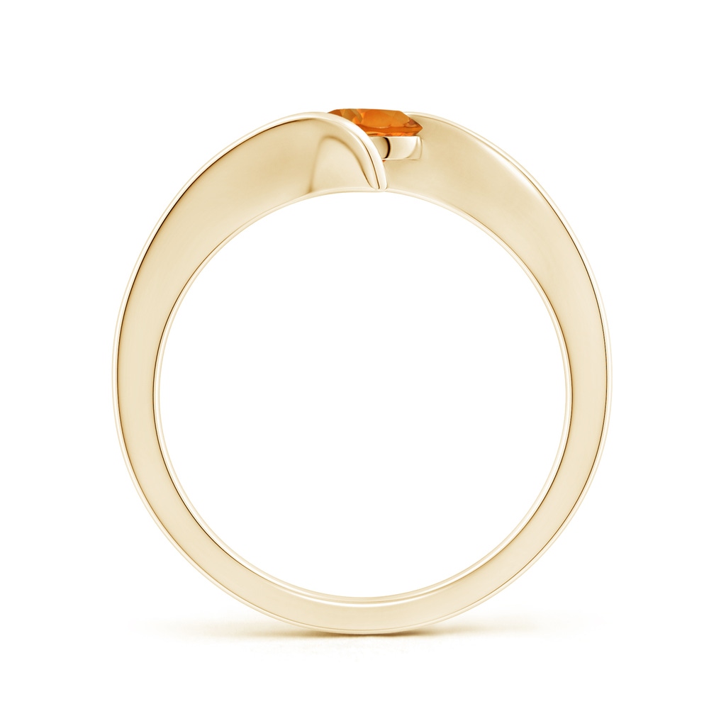 5mm AAAA Bar-Set Solitaire Round Citrine Bypass Ring in Yellow Gold - side 199