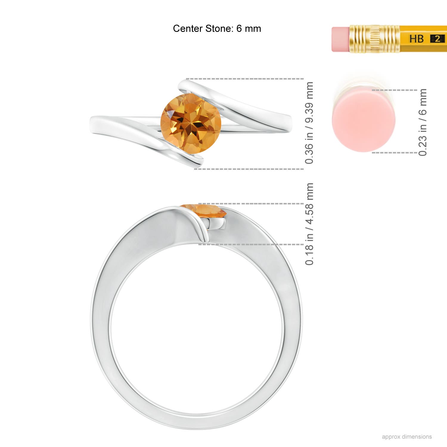 AA - Citrine / 0.7 CT / 14 KT White Gold