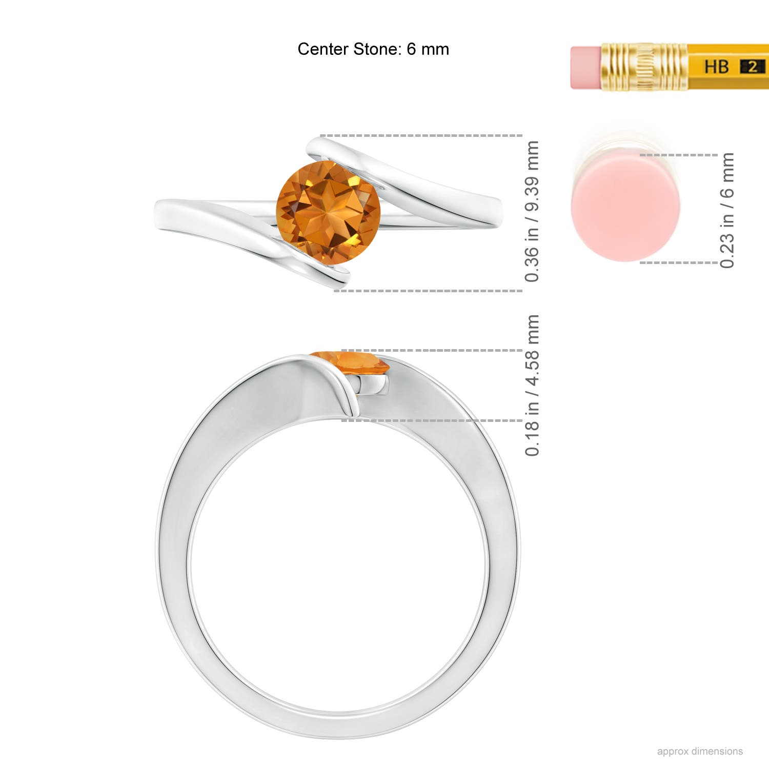 AAA - Citrine / 0.7 CT / 14 KT White Gold