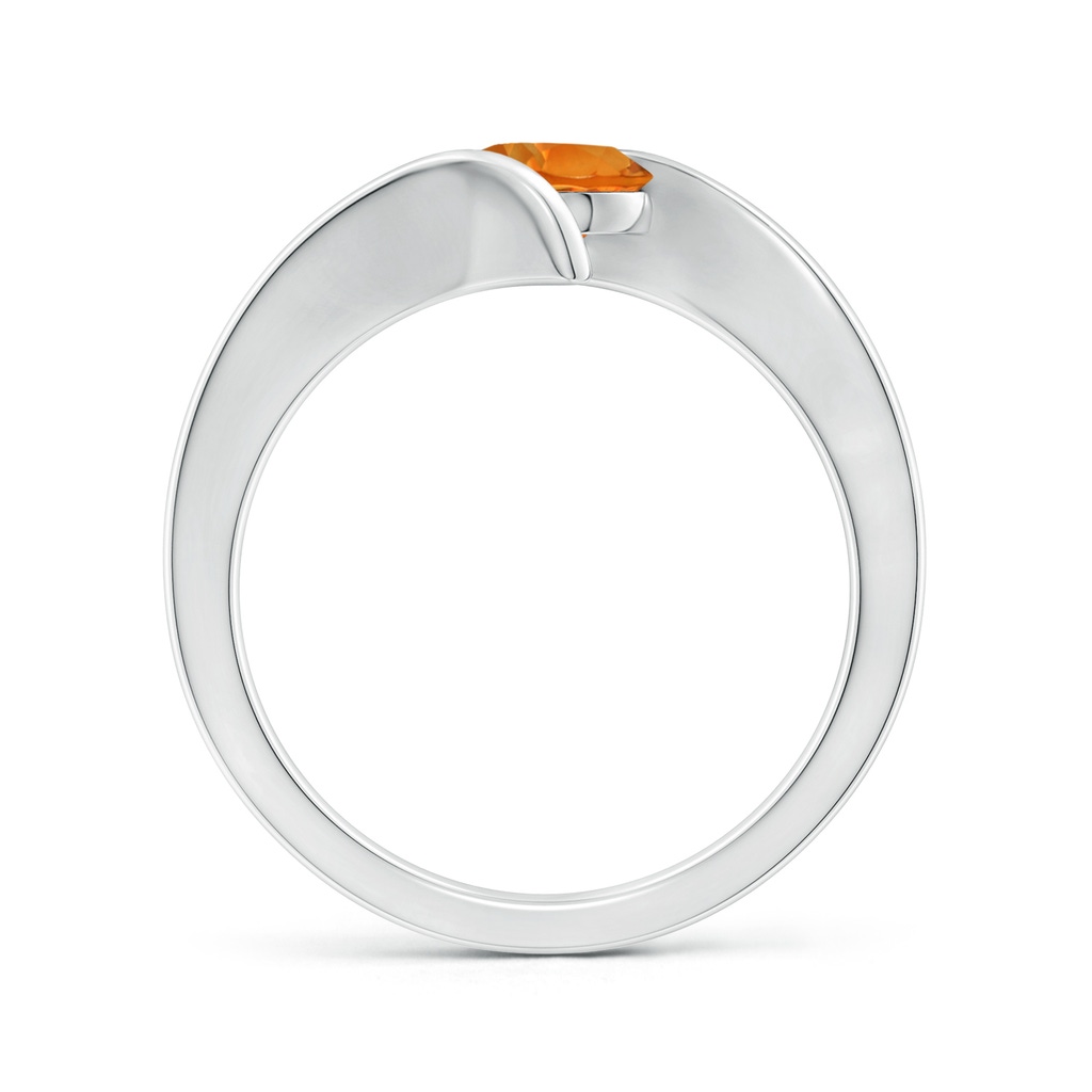 6mm AAAA Bar-Set Solitaire Round Citrine Bypass Ring in White Gold - side 199