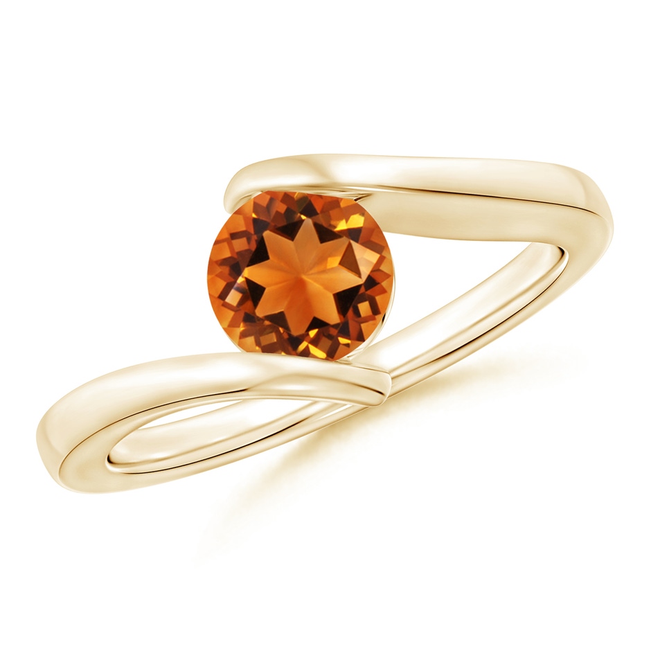 6mm AAAA Bar-Set Solitaire Round Citrine Bypass Ring in Yellow Gold 